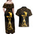 Haitian Negre Marron 1804 Couples Matching Off Shoulder Maxi Dress and Hawaiian Shirt Gold Polynesian Pattern