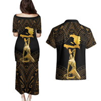 Haitian Negre Marron 1804 Couples Matching Puletasi and Hawaiian Shirt Gold Polynesian Pattern LT9 - Polynesian Pride