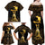 Haitian Negre Marron 1804 Family Matching Off Shoulder Maxi Dress and Hawaiian Shirt Gold Polynesian Pattern