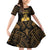 Haitian Negre Marron 1804 Family Matching Off Shoulder Short Dress and Hawaiian Shirt Gold Polynesian Pattern