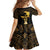 Haitian Negre Marron 1804 Family Matching Off Shoulder Short Dress and Hawaiian Shirt Gold Polynesian Pattern