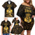 Haitian Negre Marron 1804 Family Matching Off Shoulder Short Dress and Hawaiian Shirt Gold Polynesian Pattern