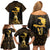 Haitian Negre Marron 1804 Family Matching Off Shoulder Short Dress and Hawaiian Shirt Gold Polynesian Pattern