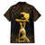 Haitian Negre Marron 1804 Family Matching Off Shoulder Short Dress and Hawaiian Shirt Gold Polynesian Pattern