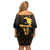 Haitian Negre Marron 1804 Family Matching Off Shoulder Short Dress and Hawaiian Shirt Gold Polynesian Pattern