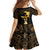 Haitian Negre Marron 1804 Family Matching Short Sleeve Bodycon Dress and Hawaiian Shirt Gold Polynesian Pattern