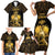 Haitian Negre Marron 1804 Family Matching Short Sleeve Bodycon Dress and Hawaiian Shirt Gold Polynesian Pattern