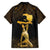 Haitian Negre Marron 1804 Family Matching Short Sleeve Bodycon Dress and Hawaiian Shirt Gold Polynesian Pattern