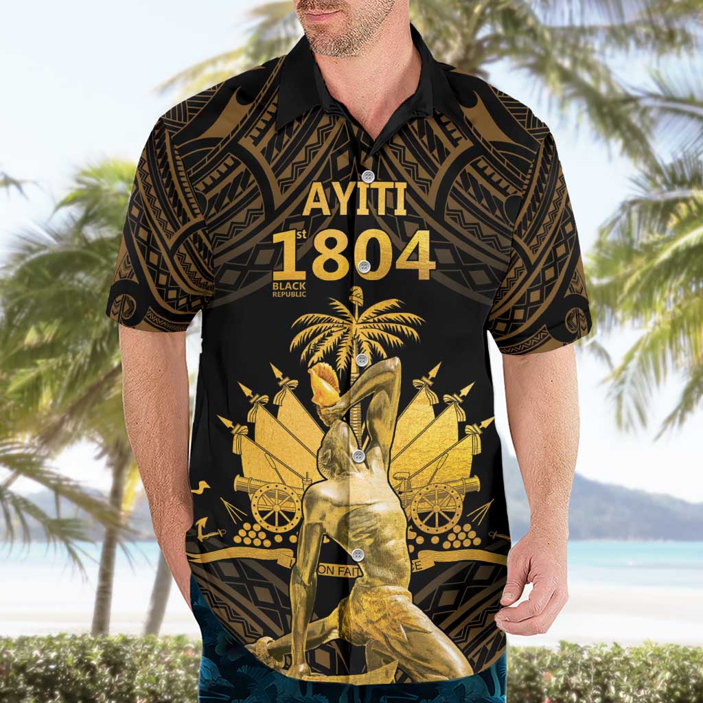 Haitian Negre Marron 1804 Hawaiian Shirt Gold Polynesian Pattern LT9 - Polynesian Pride