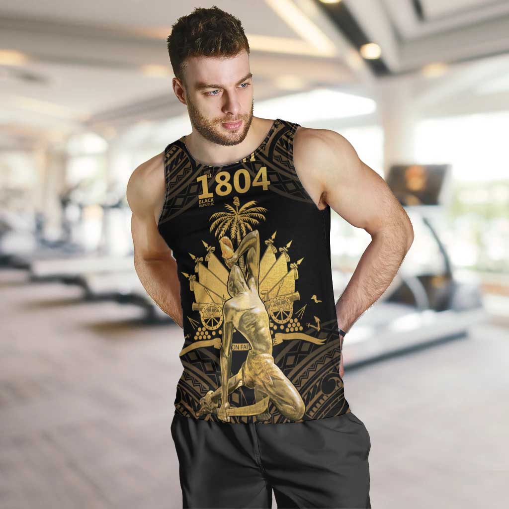 Haitian Negre Marron 1804 Men Tank Top Gold Polynesian Pattern LT9 Gold - Polynesian Pride