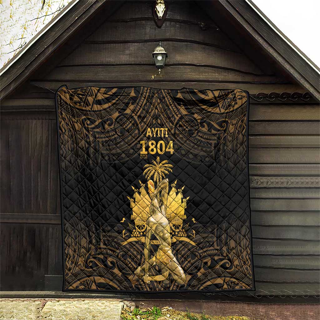 Haitian Negre Marron 1804 Quilt Gold Polynesian Pattern