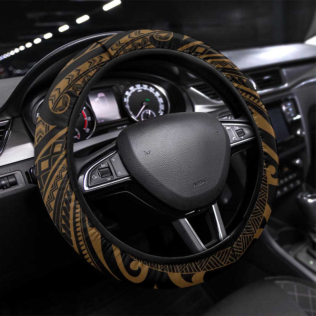 Haitian Negre Marron 1804 Steering Wheel Cover Gold Polynesian Pattern LT9 Universal Fit Gold - Polynesian Pride