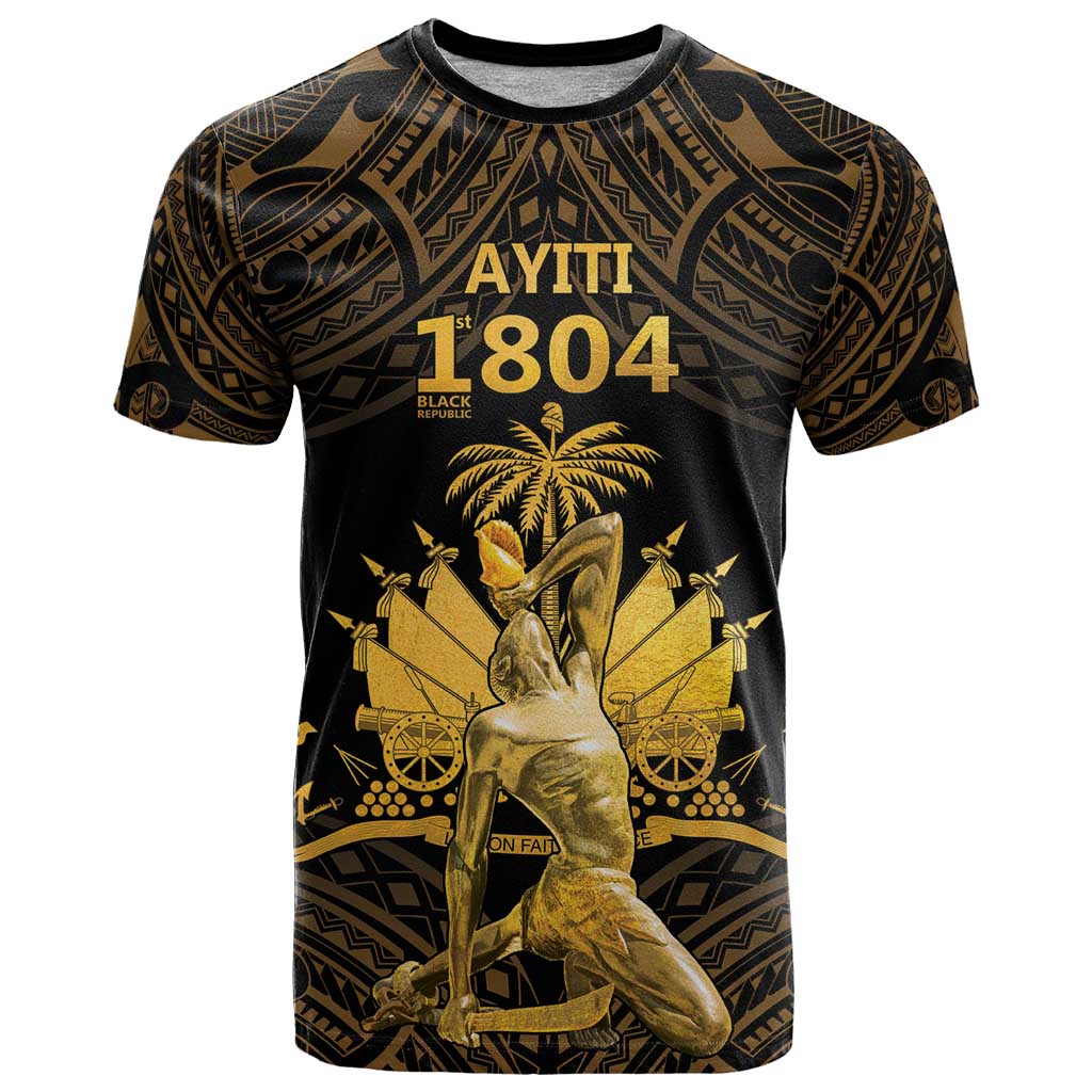 Haitian Negre Marron 1804 T Shirt Gold Polynesian Pattern LT9 Gold - Polynesian Pride