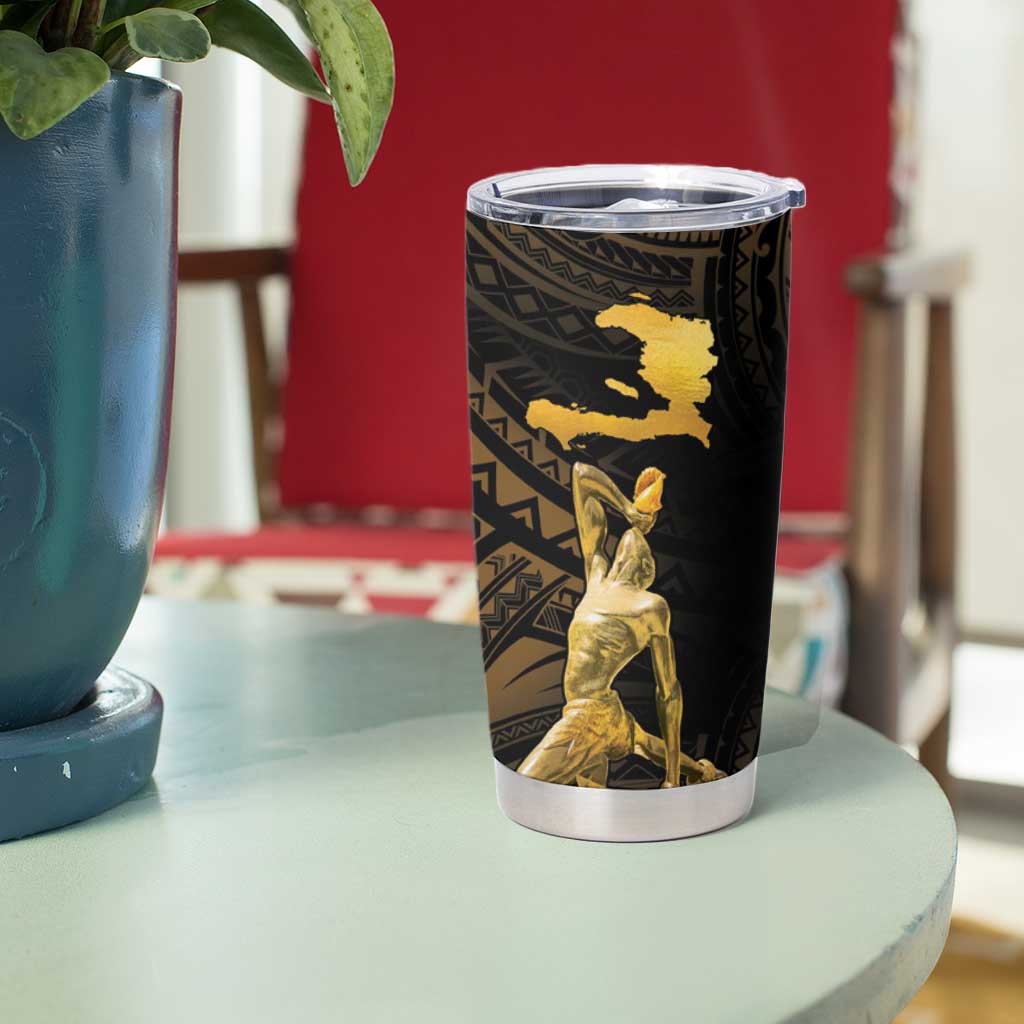 Haitian Negre Marron 1804 Tumbler Cup Gold Polynesian Pattern LT9 - Polynesian Pride