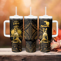 Haitian Negre Marron 1804 Tumbler With Handle Gold Polynesian Pattern LT9 - Polynesian Pride