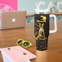 Haitian Negre Marron 1804 Tumbler With Handle Gold Polynesian Pattern LT9 - Polynesian Pride