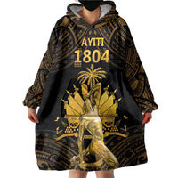 Haitian Negre Marron 1804 Wearable Blanket Hoodie Gold Polynesian Pattern LT9 - Polynesian Pride