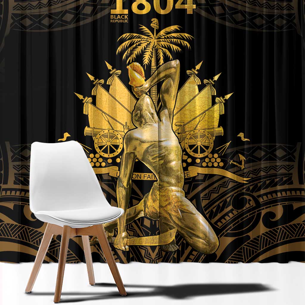 Haitian Negre Marron 1804 Window Curtain Gold Polynesian Pattern LT9 - Polynesian Pride