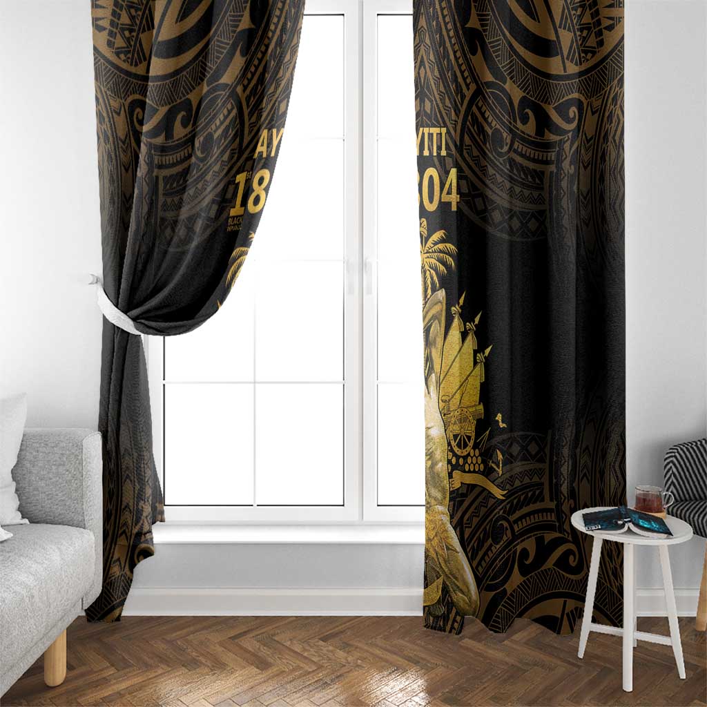 Haitian Negre Marron 1804 Window Curtain Gold Polynesian Pattern LT9 - Polynesian Pride