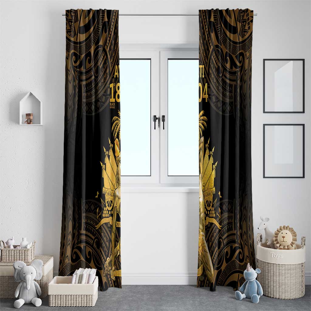 Haitian Negre Marron 1804 Window Curtain Gold Polynesian Pattern LT9 - Polynesian Pride