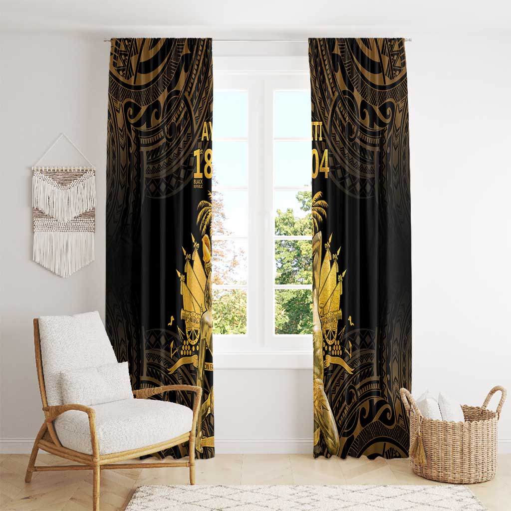 Haitian Negre Marron 1804 Window Curtain Gold Polynesian Pattern LT9 - Polynesian Pride