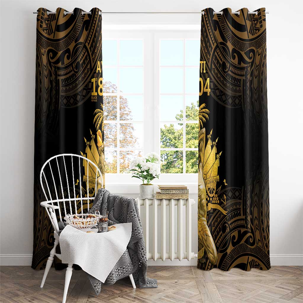 Haitian Negre Marron 1804 Window Curtain Gold Polynesian Pattern LT9 - Polynesian Pride