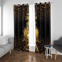 Haitian Negre Marron 1804 Window Curtain Gold Polynesian Pattern LT9 With Grommets Gold - Polynesian Pride