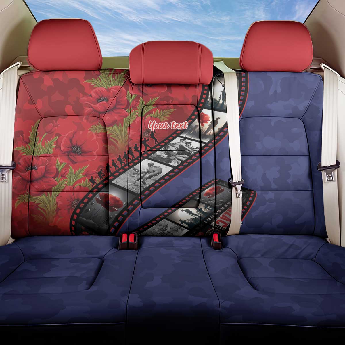 Personalised ANZAC Spirit 1915-2026 Filmstrip Tribute Back Car Seat Cover Lest We Forget 25 April