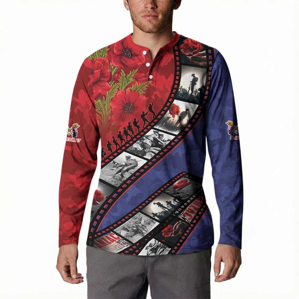 Personalised ANZAC Spirit 1915-2026 Filmstrip Tribute Button Sweatshirt Lest We Forget 25 April LT9 - Polynesian Pride