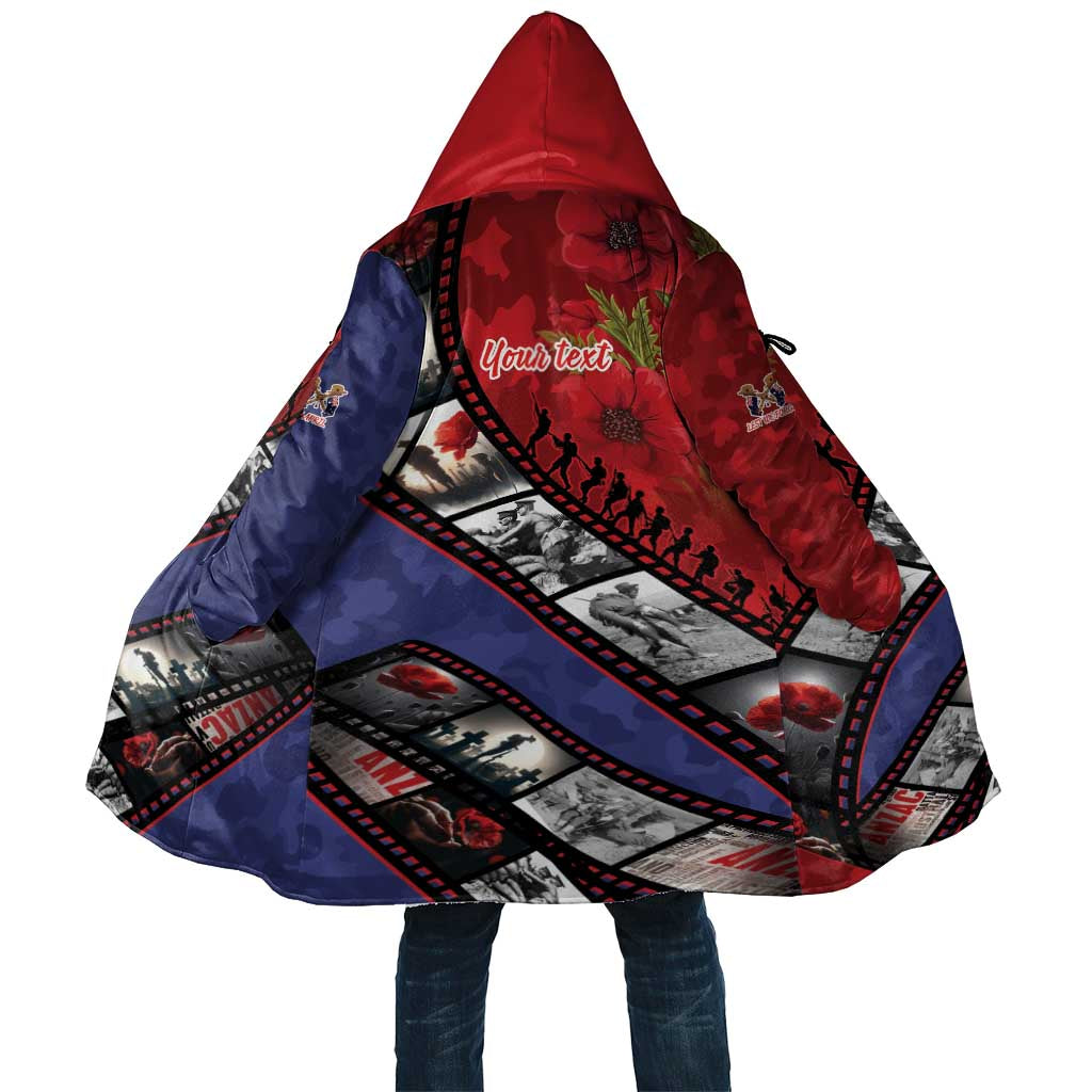 Personalised ANZAC Spirit 1915-2026 Filmstrip Tribute Cloak Lest We Forget 25 April LT9 Unisex Red - Polynesian Pride
