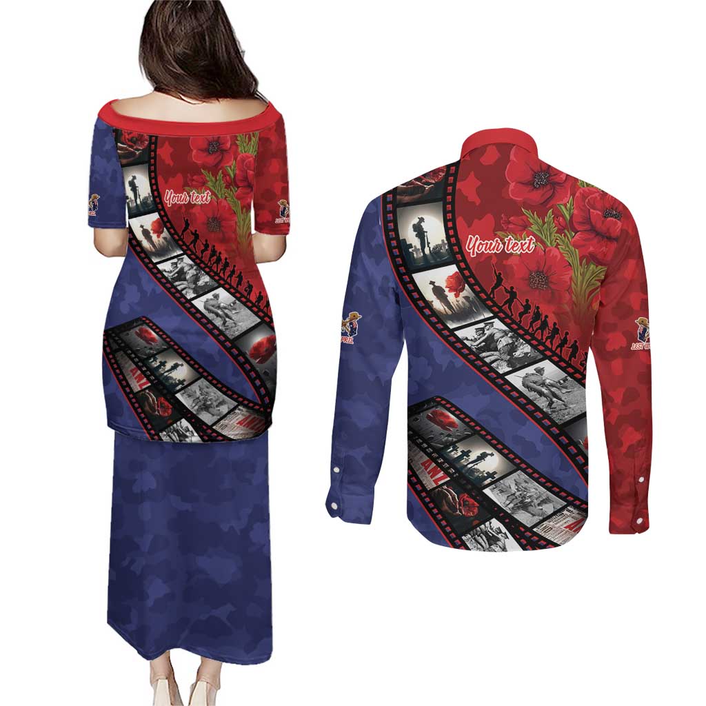 Personalised ANZAC Spirit 1915-2026 Filmstrip Tribute Couples Matching Puletasi and Long Sleeve Button Shirt Lest We Forget 25 April