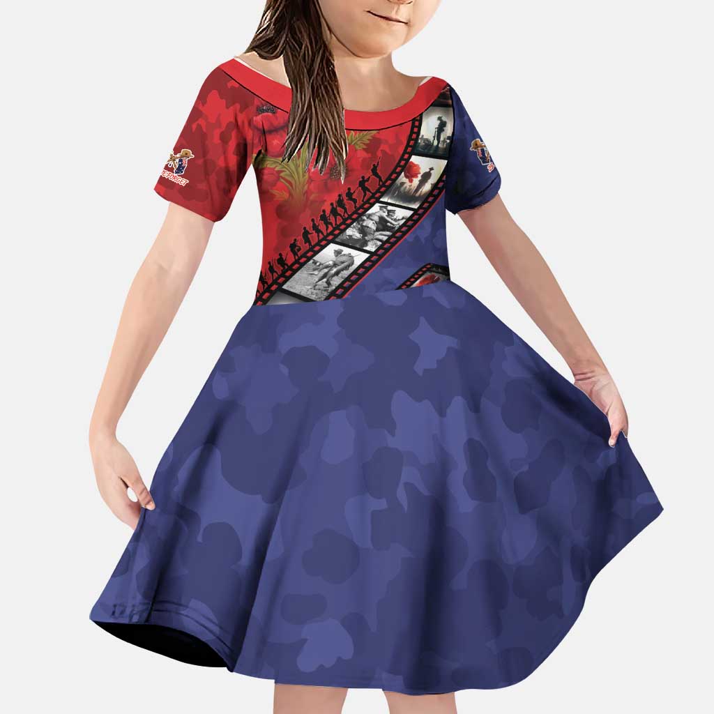 Personalised ANZAC Spirit 1915-2026 Filmstrip Tribute Family Matching Off Shoulder Short Dress and Hawaiian Shirt Lest We Forget 25 April