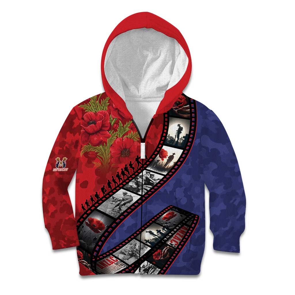 Personalised ANZAC Spirit 1915-2026 Filmstrip Tribute Kid Hoodie Lest We Forget 25 April