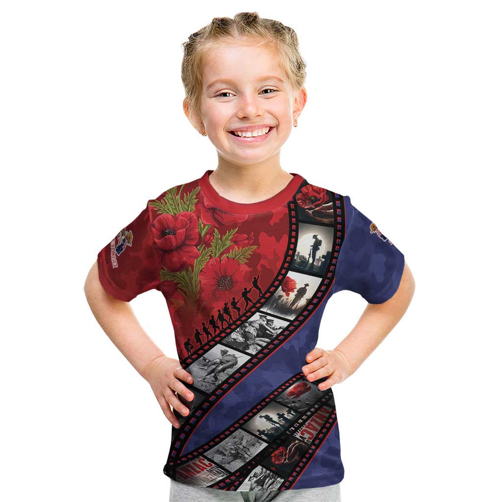 Personalised ANZAC Spirit 1915-2026 Filmstrip Tribute Kid T Shirt Lest We Forget 25 April