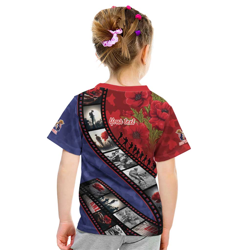 Personalised ANZAC Spirit 1915-2026 Filmstrip Tribute Kid T Shirt Lest We Forget 25 April