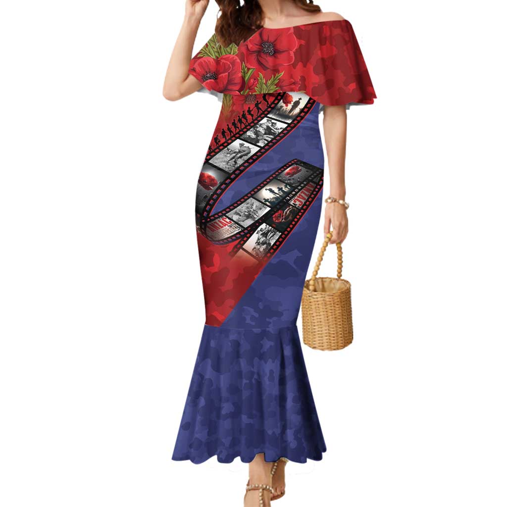 Personalised ANZAC Spirit 1915-2026 Filmstrip Tribute Mermaid Dress Lest We Forget 25 April