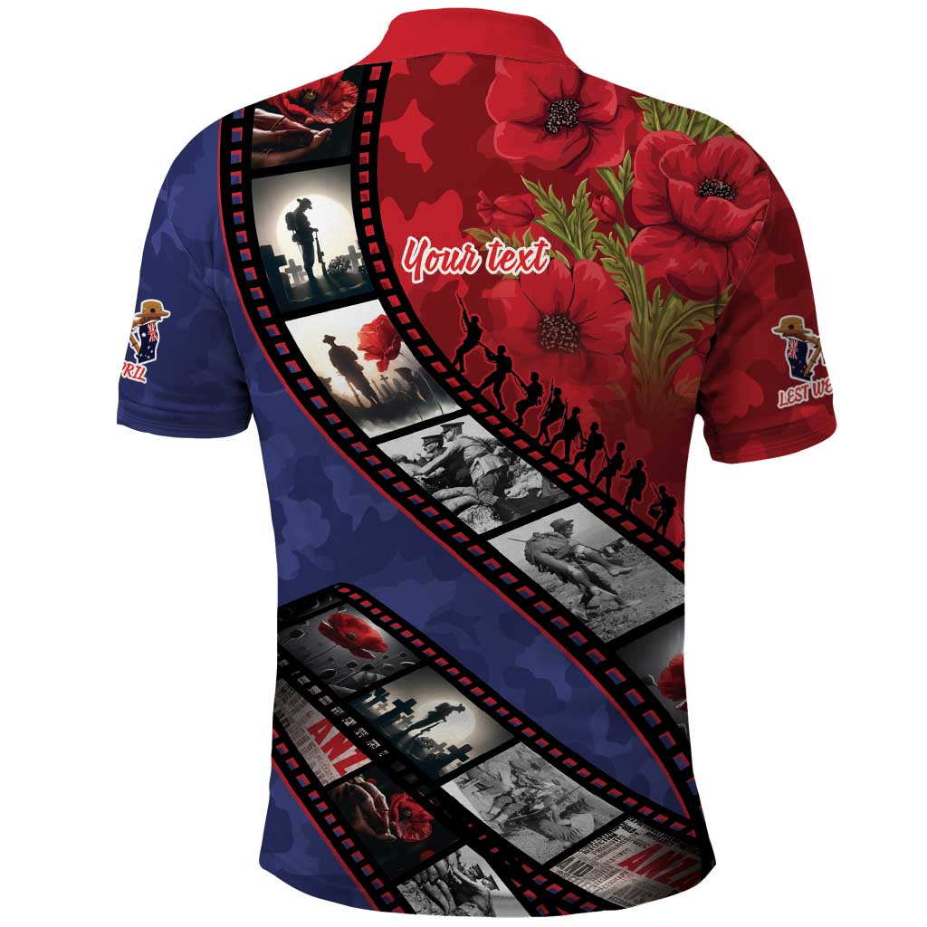 Personalised ANZAC Spirit 1915-2026 Filmstrip Tribute Polo Shirt Lest We Forget 25 April