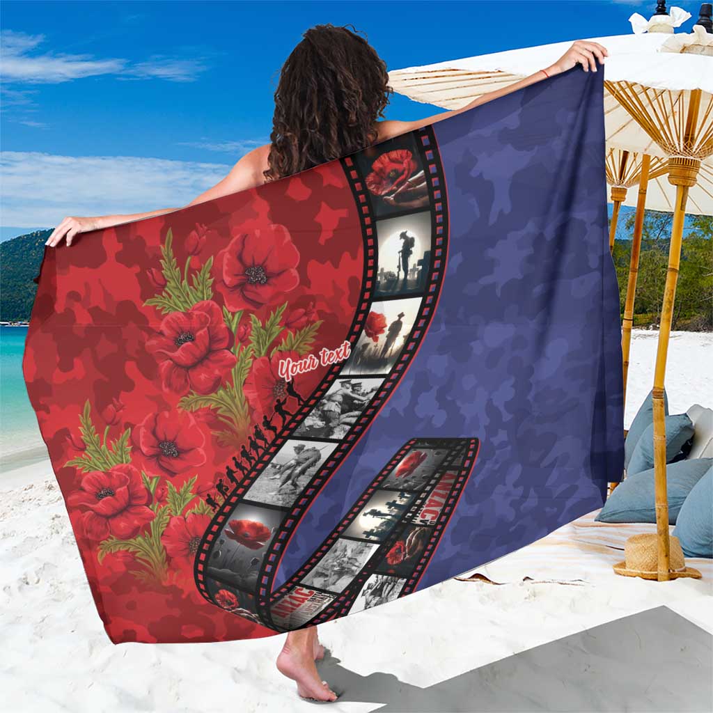 Personalised ANZAC Spirit 1915-2026 Filmstrip Tribute Sarong Lest We Forget 25 April LT9 One Size 44 x 66 inches Red - Polynesian Pride