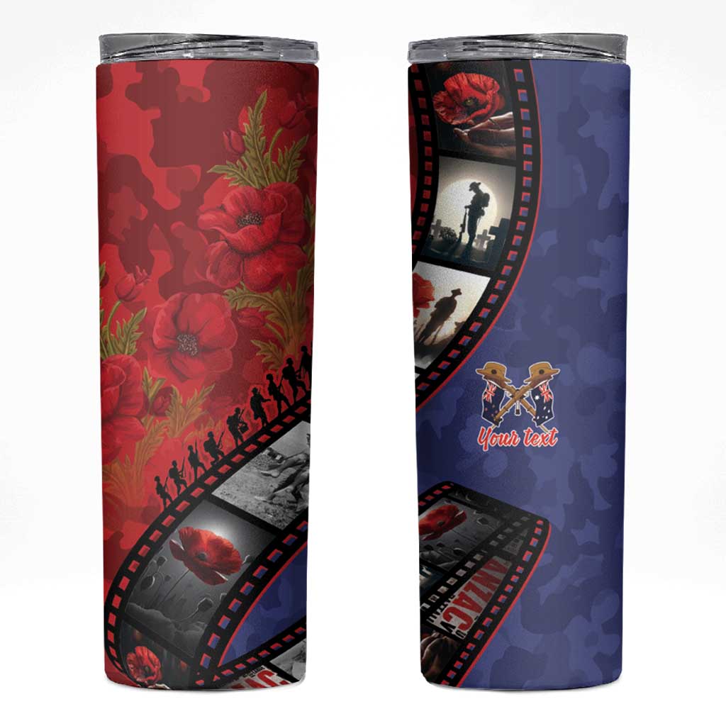 Personalised ANZAC Spirit 1915-2026 Filmstrip Tribute Skinny Tumbler Lest We Forget 25 April LT9 Red - Polynesian Pride