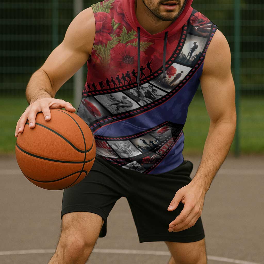 Personalised ANZAC Spirit 1915-2026 Filmstrip Tribute Sleeveless Hoodie Lest We Forget 25 April