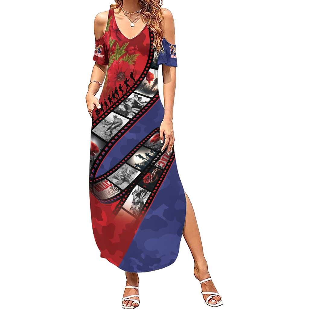 Personalised ANZAC Spirit 1915-2026 Filmstrip Tribute Summer Maxi Dress Lest We Forget 25 April LT9 Women Red - Polynesian Pride