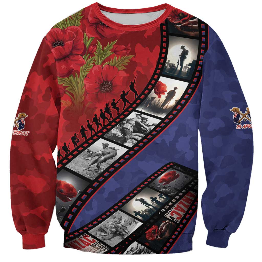 Personalised ANZAC Spirit 1915-2026 Filmstrip Tribute Sweatshirt Lest We Forget 25 April LT9 Unisex Red - Polynesian Pride
