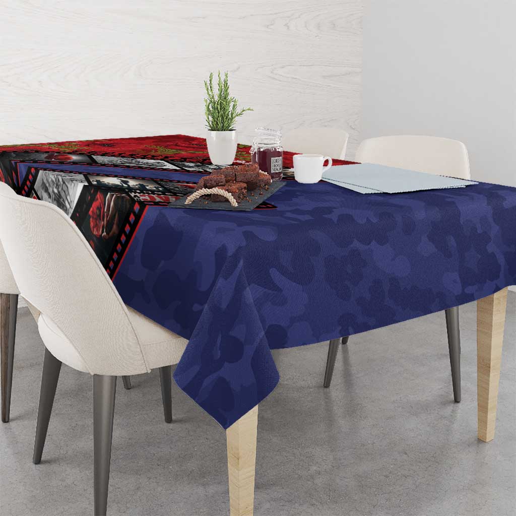 Personalised ANZAC Spirit 1915-2026 Filmstrip Tribute Tablecloth Lest We Forget 25 April LT9 - Polynesian Pride