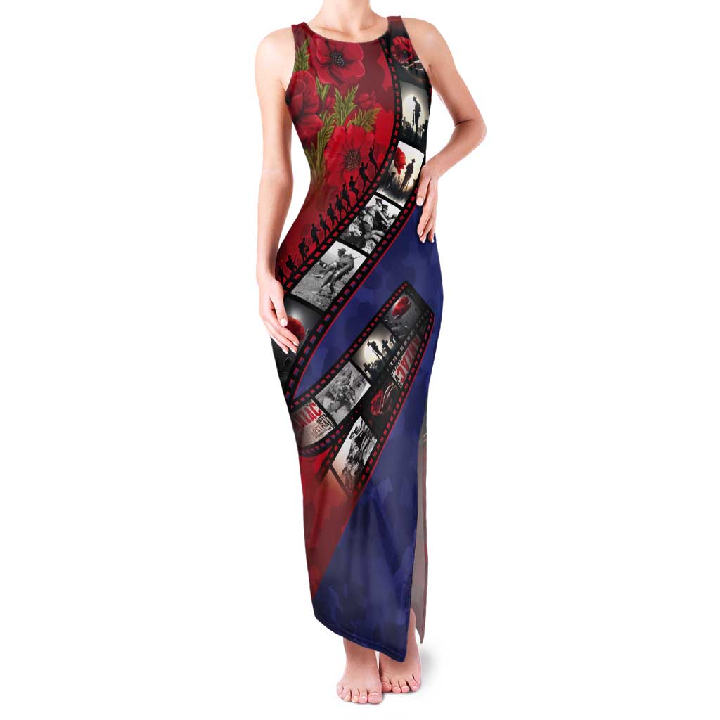 Personalised ANZAC Spirit 1915-2026 Filmstrip Tribute Tank Maxi Dress Lest We Forget 25 April LT9 Women Red - Polynesian Pride