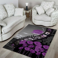Personalised Remembering ANZAC Lest We Forget Area Rug Vintage Film Frame Memorial Purple Poppy