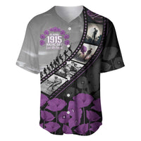 Personalised Remembering ANZAC Lest We Forget Baseball Jersey Vintage Film Frame Memorial Purple Poppy LT9 Purple - Polynesian Pride