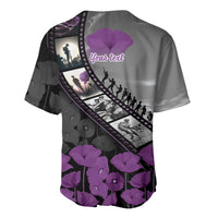 Personalised Remembering ANZAC Lest We Forget Baseball Jersey Vintage Film Frame Memorial Purple Poppy LT9 - Polynesian Pride