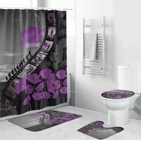 Personalised Remembering ANZAC Lest We Forget Bathroom Set Vintage Film Frame Memorial Purple Poppy LT9 Bathroom Set (4 pcs) Purple - Polynesian Pride