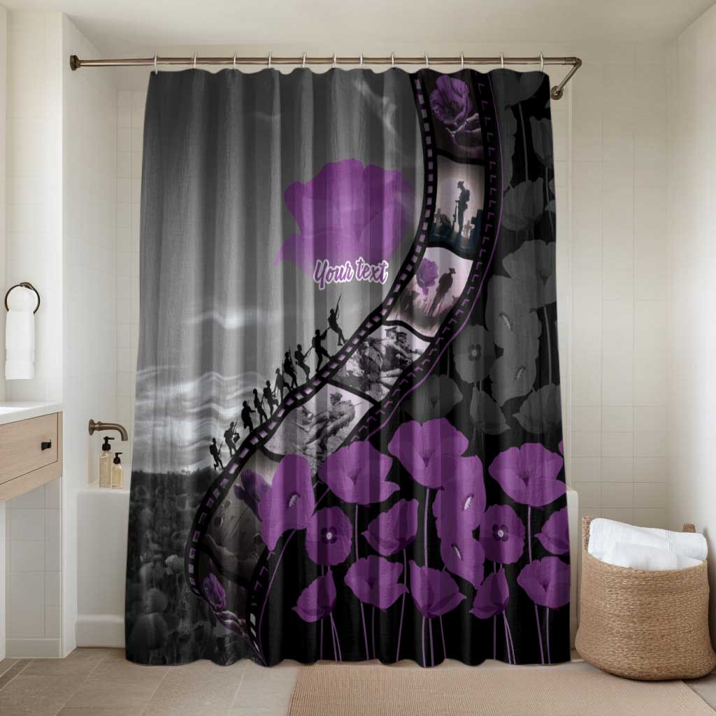 Personalised Remembering ANZAC Lest We Forget Bathroom Set Vintage Film Frame Memorial Purple Poppy LT9 Shower Curtain Only Purple - Polynesian Pride