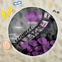 Personalised Remembering ANZAC Lest We Forget Beach Blanket Vintage Film Frame Memorial Purple Poppy